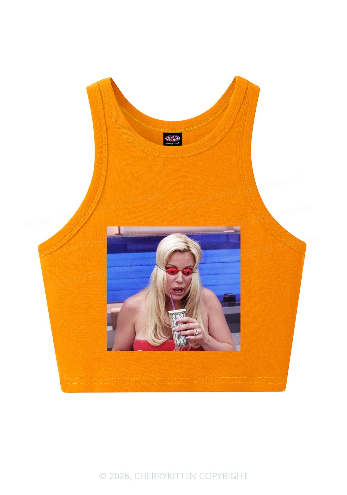 Red Eyeball Blonde Y2K Crop Tank Top Cherrykitten