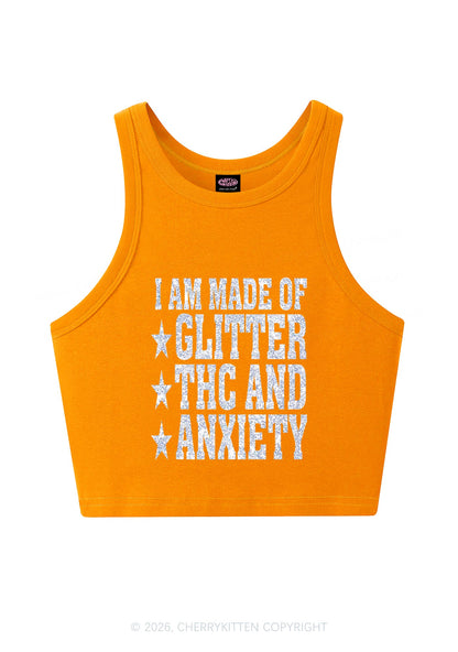 Made Of Glitter Thc Anxiety Y2K Crop Tank Top Cherrykitten