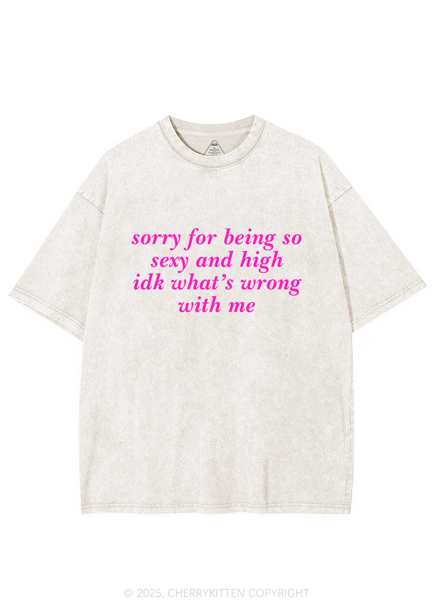 Sorry For Being So High Y2K Shirts Washed Tee Cherrykitten