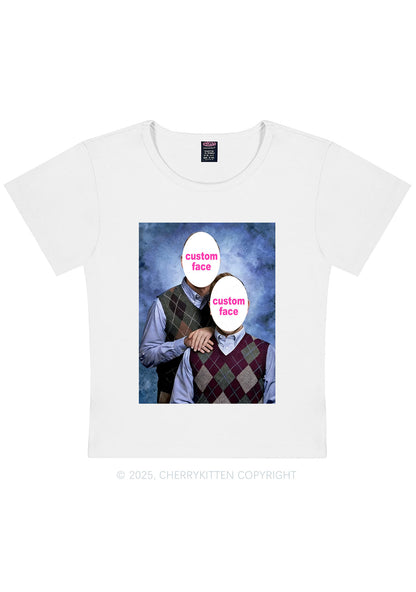 Custom Step Brothers Portrait Y2K Baby Tee Cherrykitten