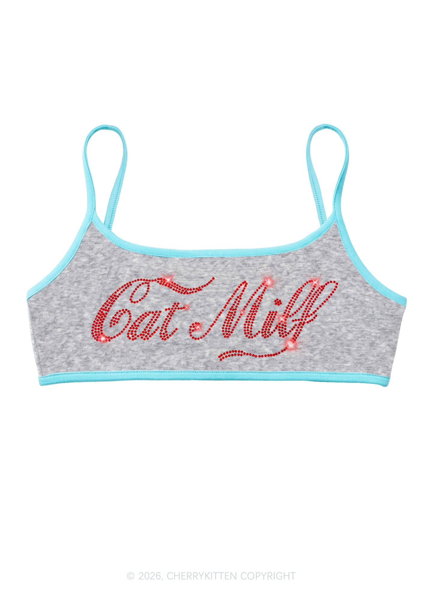Rhinestone Cat Mxxf Y2K Super Crop Cami Cherrykitten