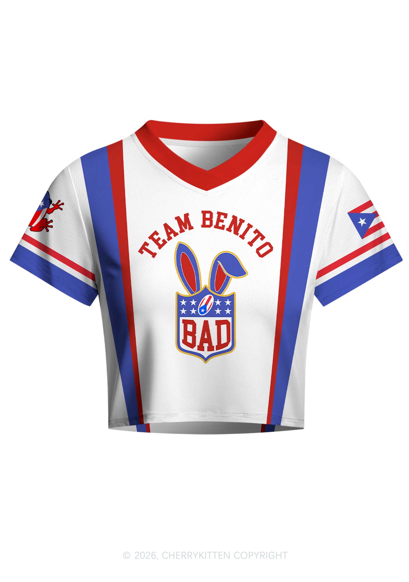 White Football Bunny Y2K Crop Football Jersey Shirts Cherrykitten