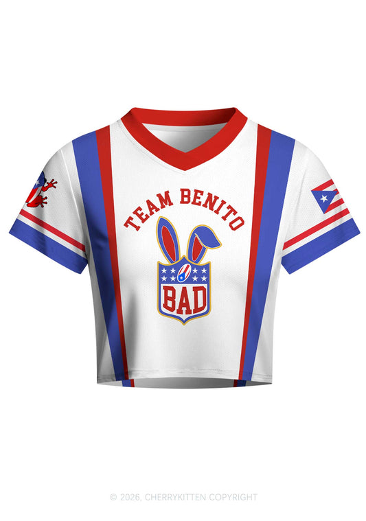 White Football Bunny Y2K Crop Football Jersey Shirts Cherrykitten