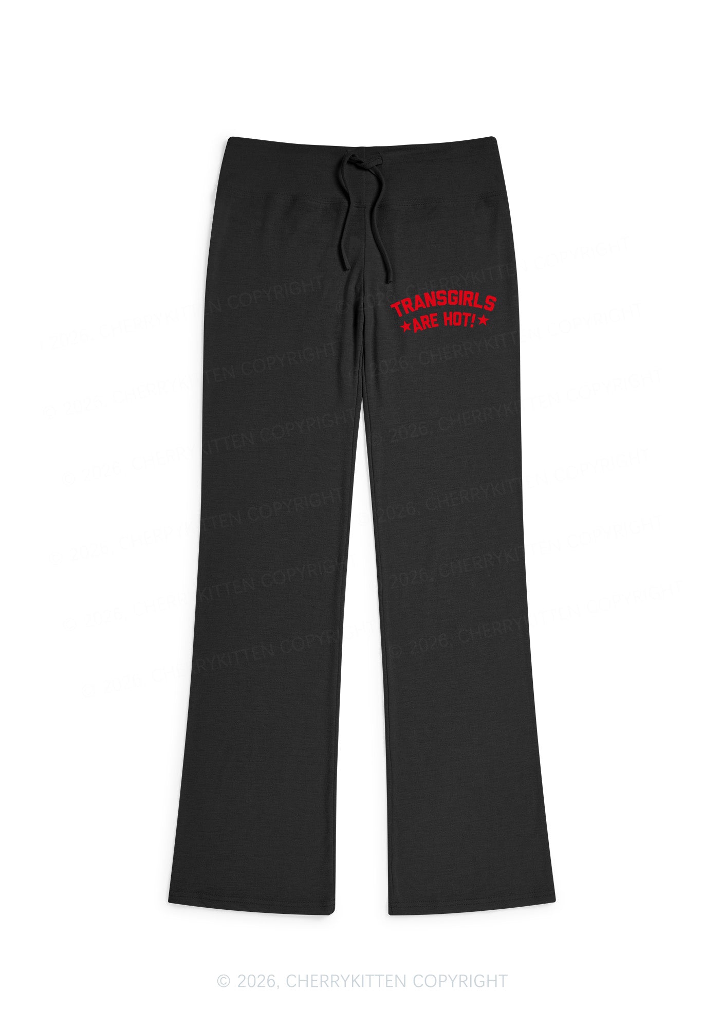 Transgirls Are Hot Pride Y2K Low Rise Drawstring Flare Pants Cherrykitten