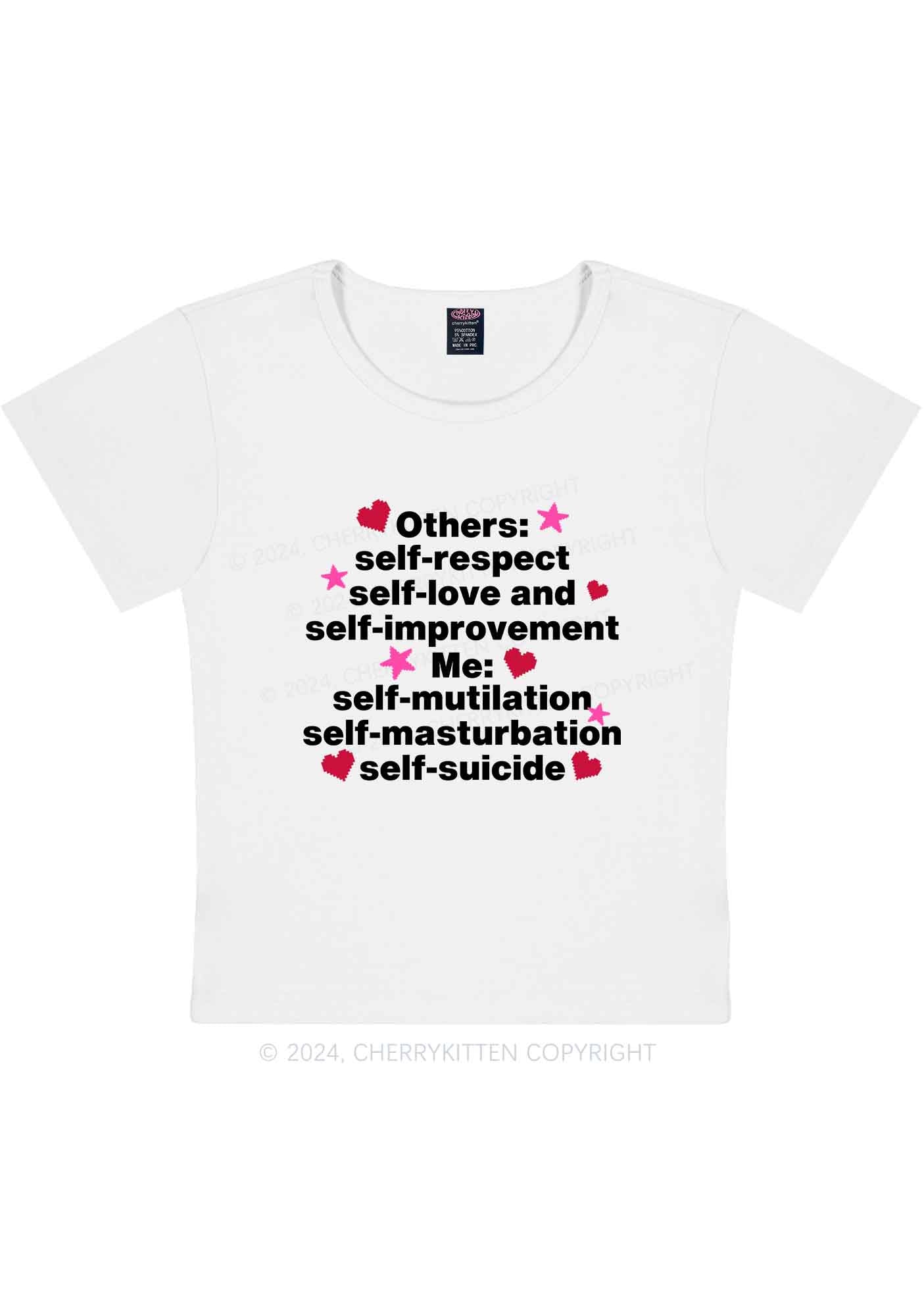 Curvy Self Mutilation Y2K Baby Tee Cherrykitten
