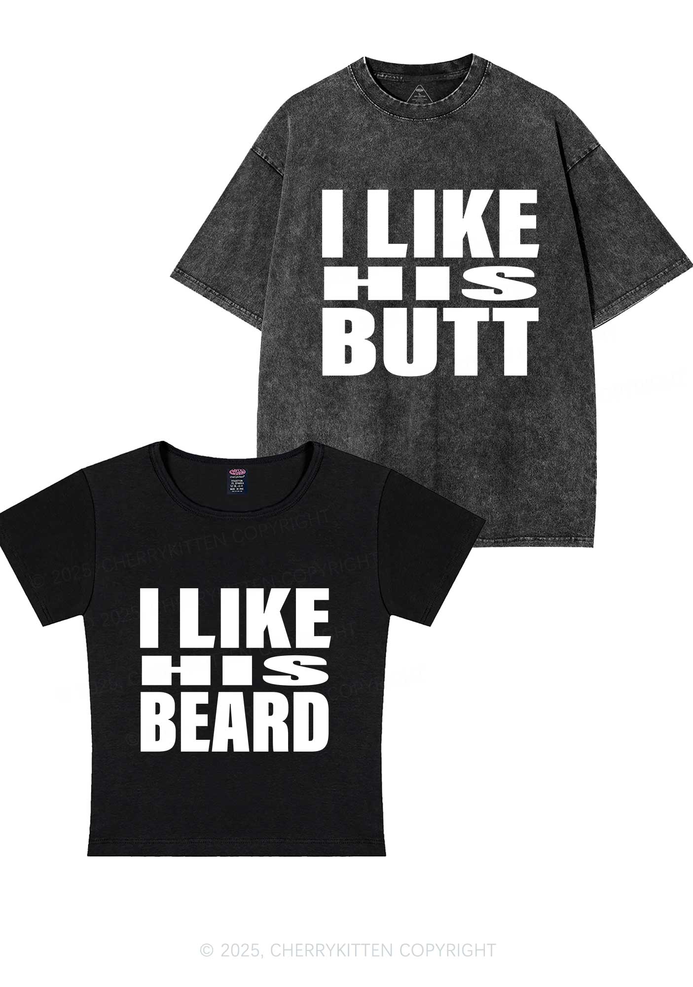 I Like His Beard Y2K Valentine's Day Couple Shirt Cherrykitten