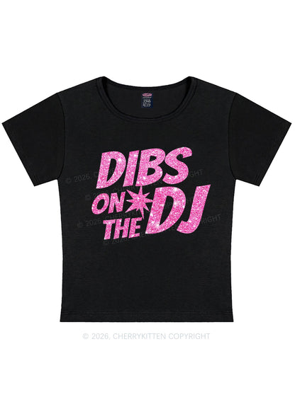 Glitter Dibs On The DJ Y2K Baby Tee Cherrykitten