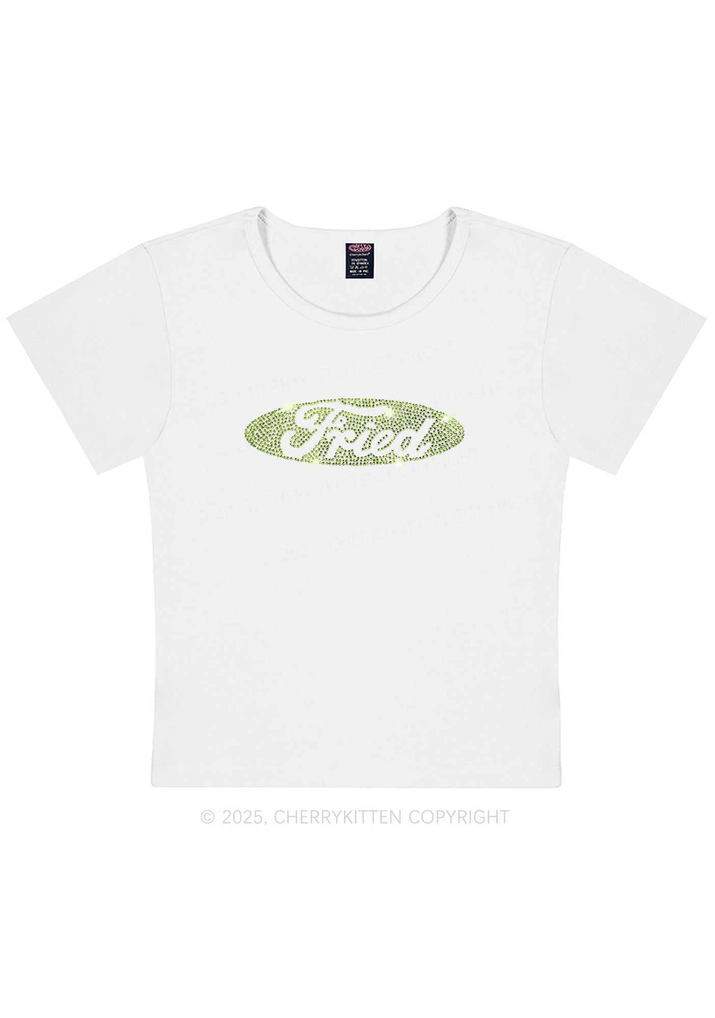 Rhinestone Fried Y2K Baby Tee Cherrykitten