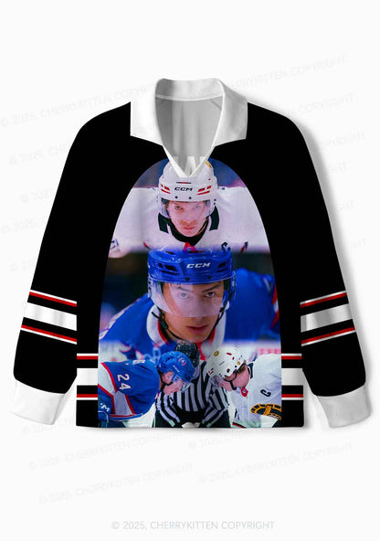 Black Hockey Match HR Y2K Long Sleeve Sport Jersey Shirts Cherrykitten