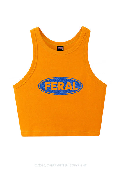 Glitter Feral Y2K Crop Tank Top Cherrykitten