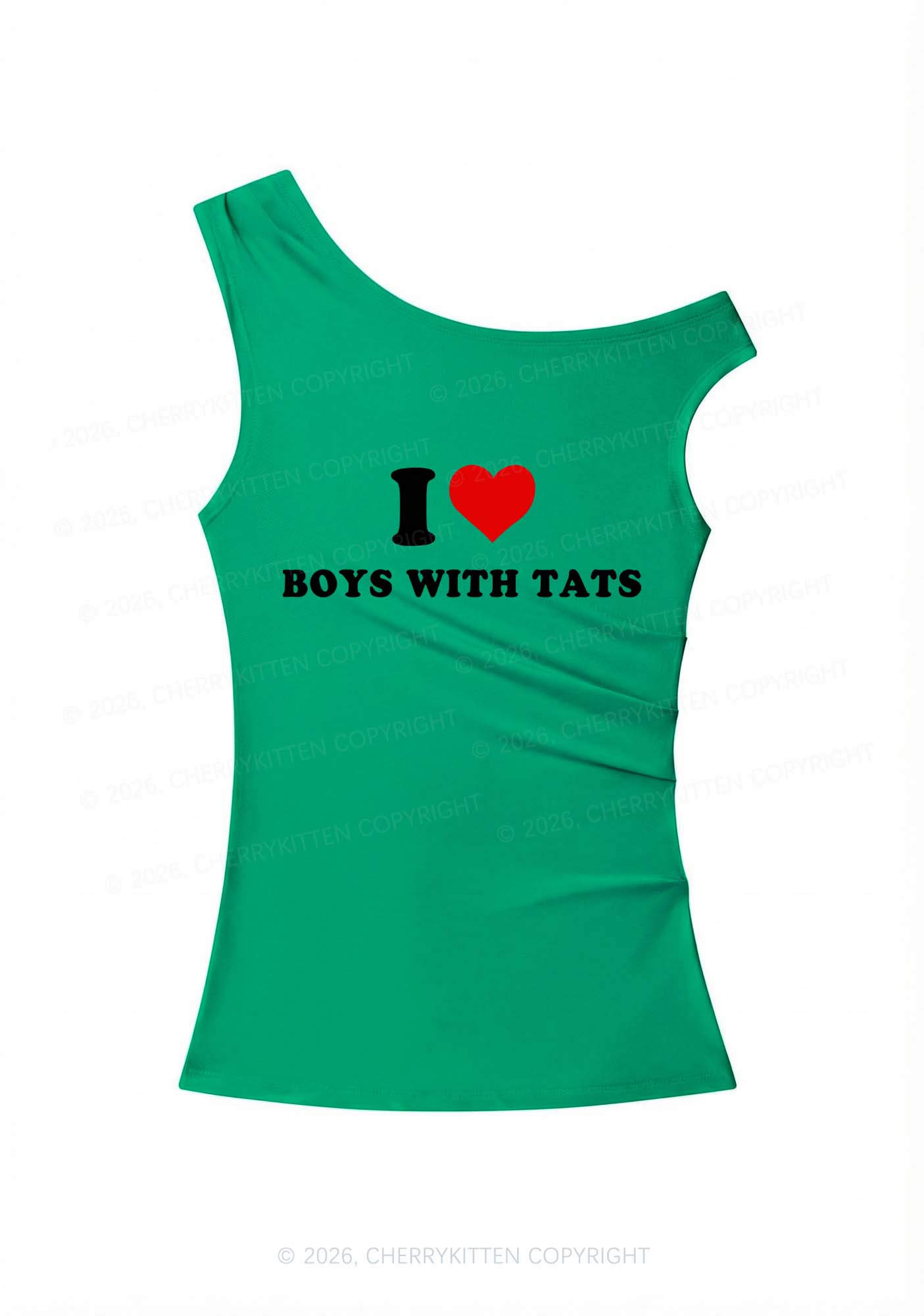 I Love Boys With Tats Y2K Off Shoulder Tank Top Cherrykitten
