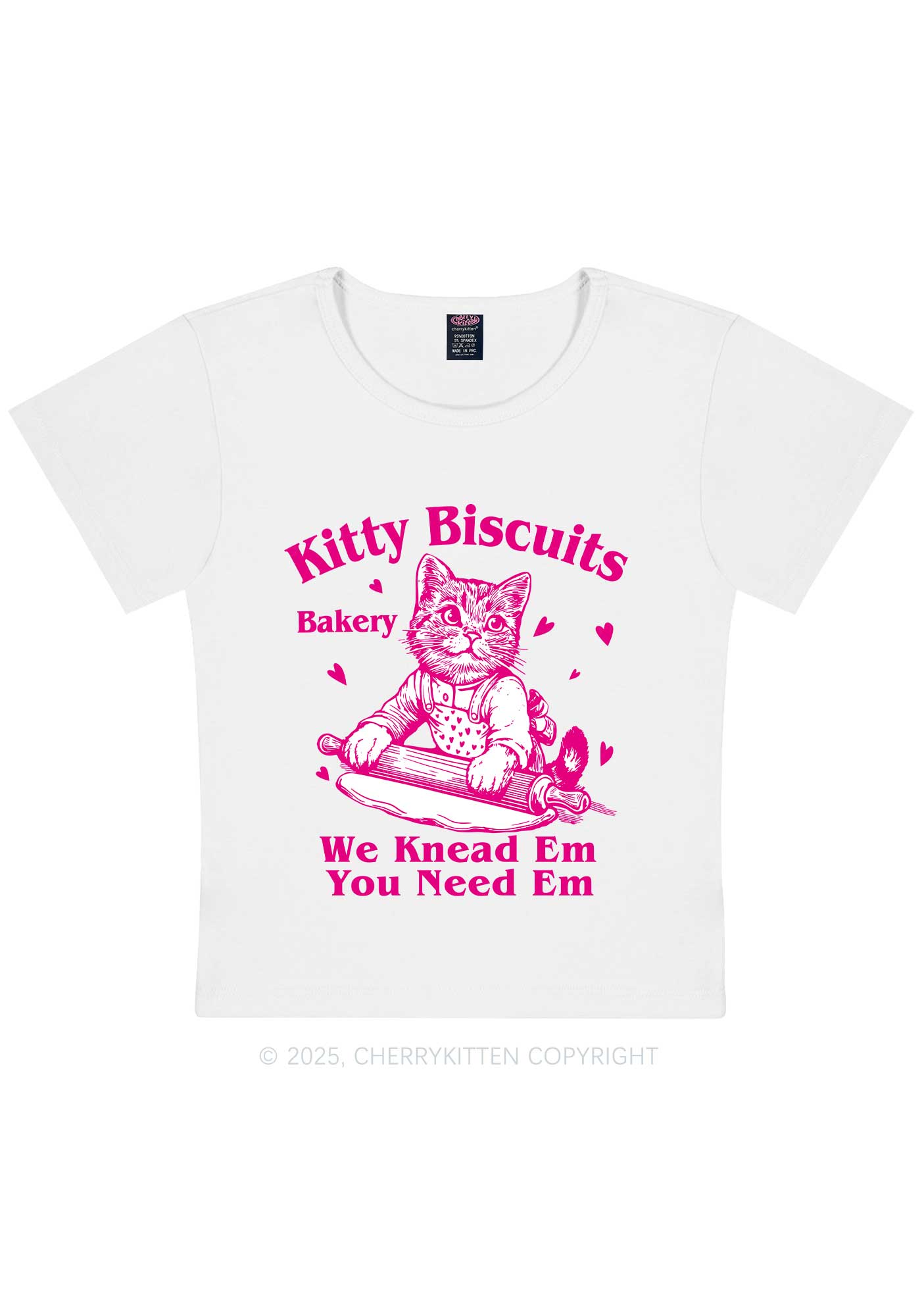 Kitten Biscuits Bakery Valentine's Day Y2K Baby Tee Cherrykitten