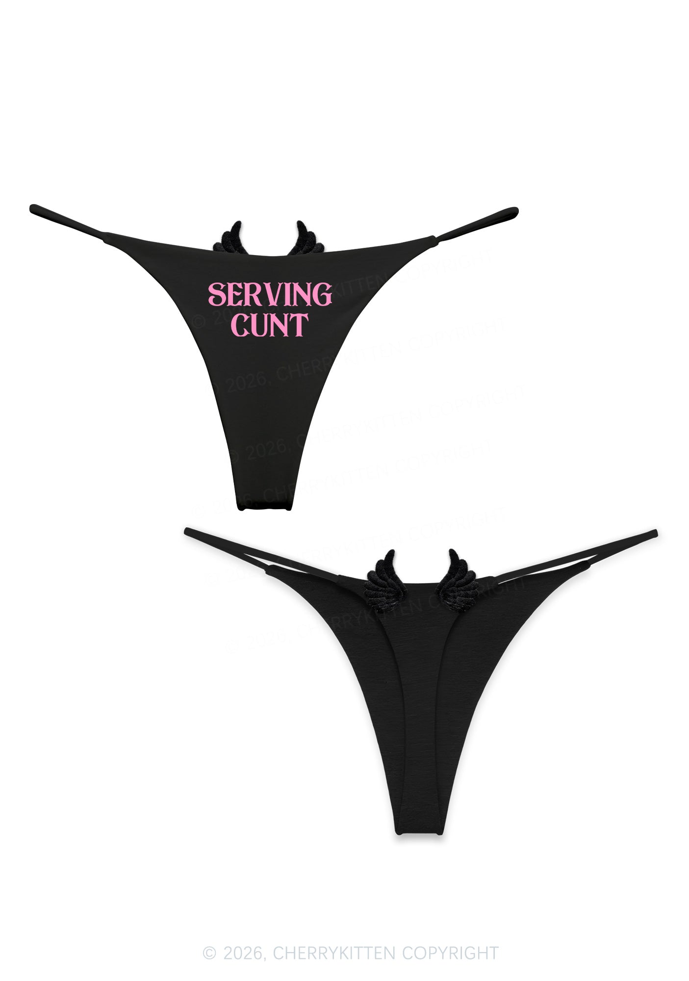 Serving Cxxt Y2K Goth Angel Wings Bikini String Thong Cherrykitten