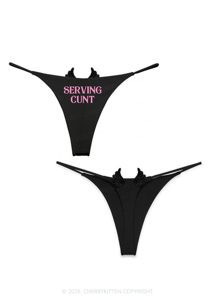 Serving Cxxt Y2K Goth Angel Wings Bikini String Thong Cherrykitten