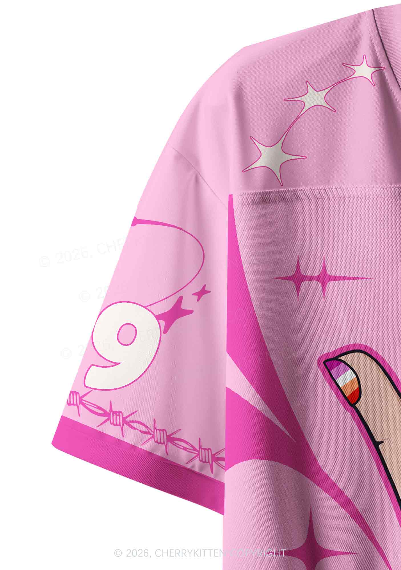 Lesbian Kissing Pride Y2K Crop Sport Jersey Shirts Cherrykitten