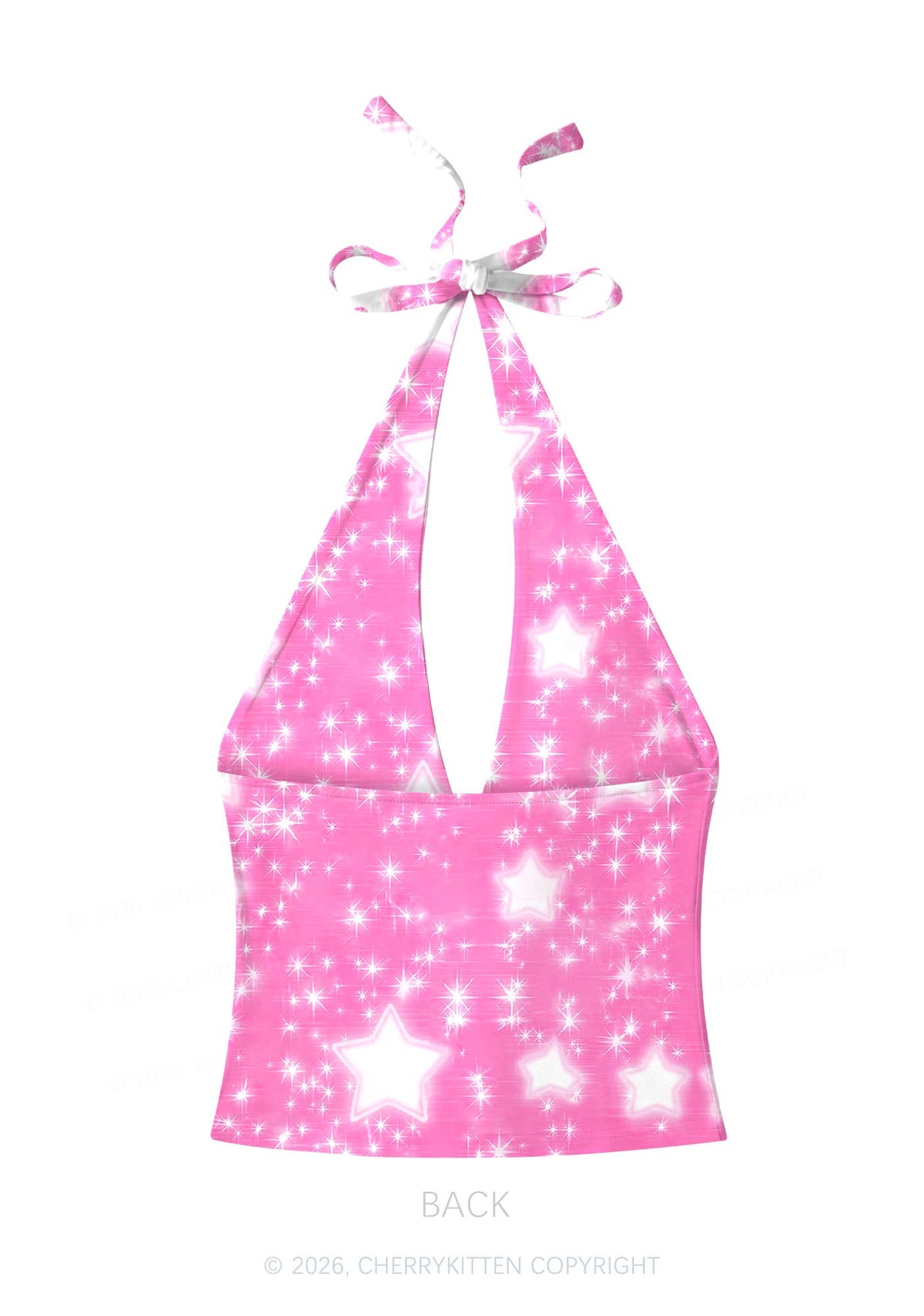 Rat Princess Y2K Print Halter Deep V Neck Cami Cherrykitten