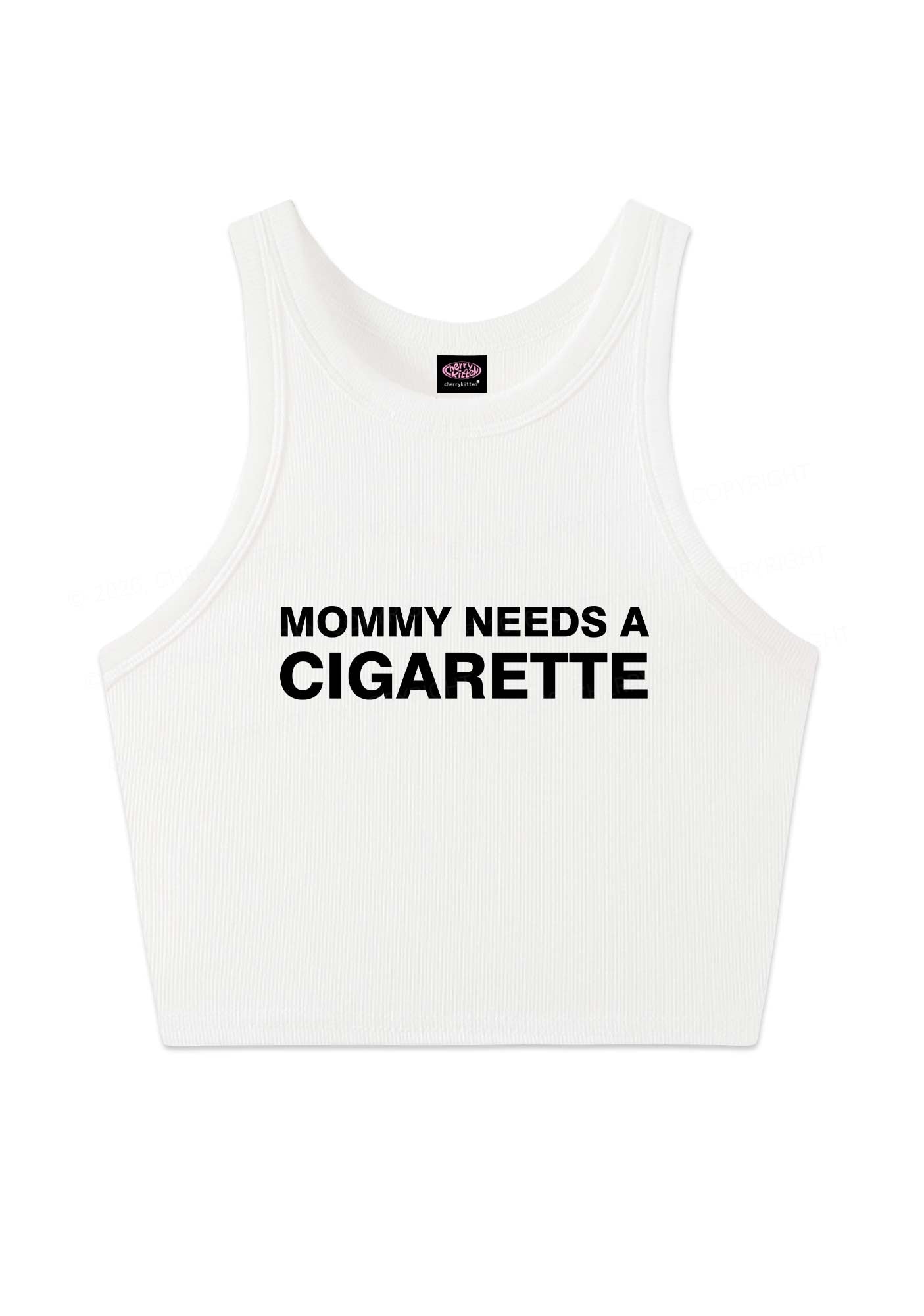 Mommy Needs A Cigarette Y2K Crop Tank Top Cherrykitten
