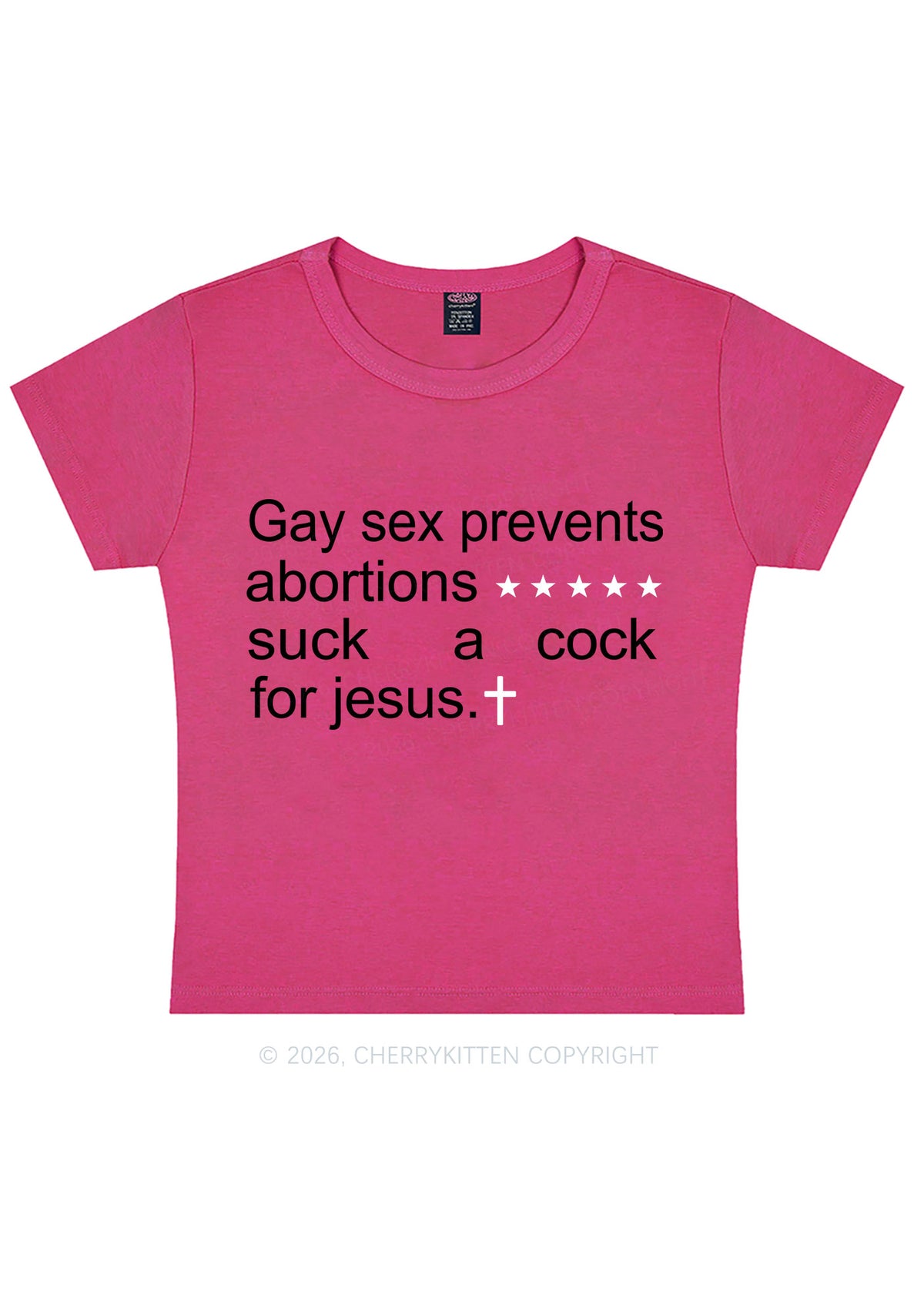Suck A Cock For Jesus Pride Y2K Baby Tee Cherrykitten