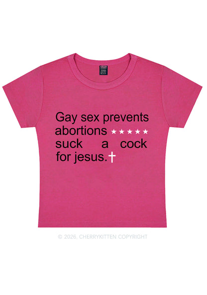 Suck A Cock For Jesus Pride Y2K Baby Tee Cherrykitten