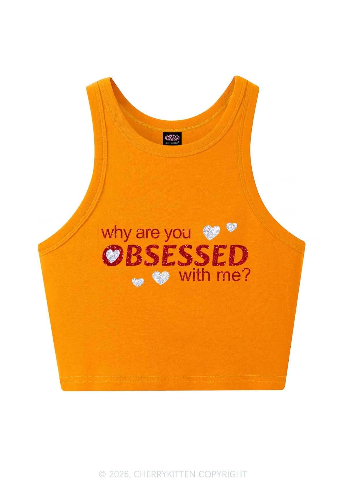 Glitter Obsessed With Me Y2K Crop Tank Top Cherrykitten