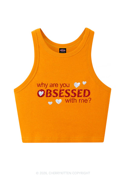 Glitter Obsessed With Me Y2K Crop Tank Top Cherrykitten