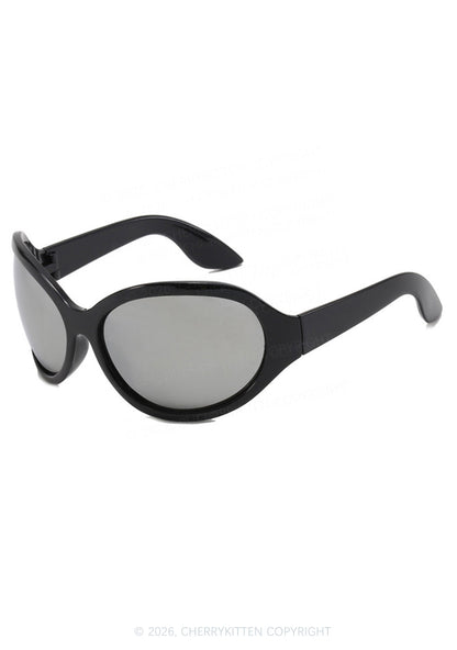 Y2K Large Framed Curved Sunglasses Cherrykitten