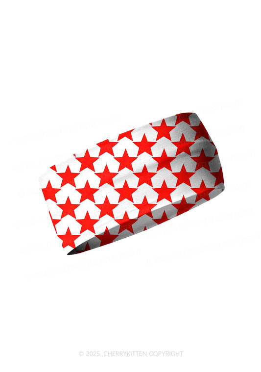 Hyper Red Stars Valentine's Day Y2K Print Headband Cherrykitten