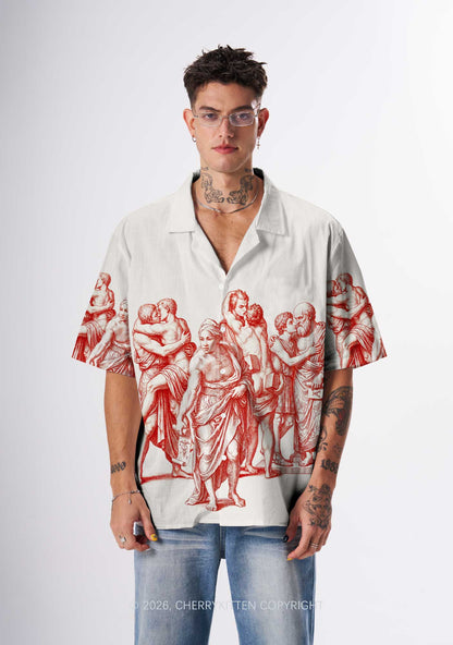 Ancient Greek Lovers Pride Y2K Print Hawaiian Shirt Cherrykitten