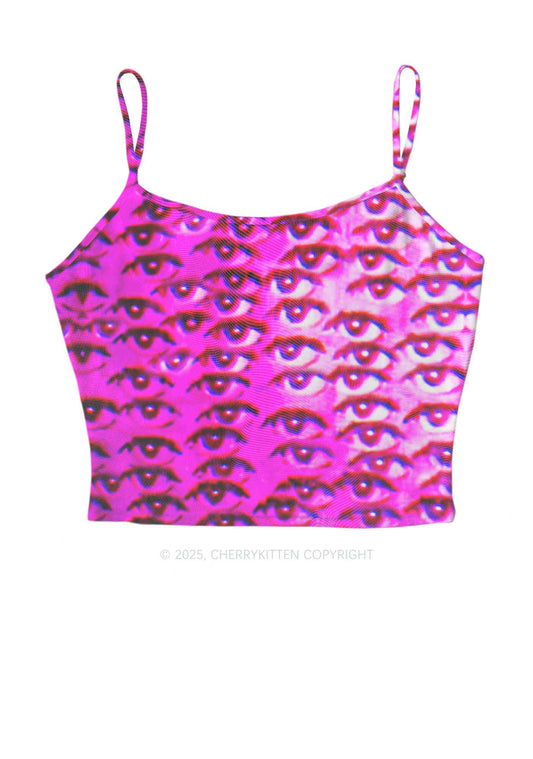 Halloween Pink Eyes Y2K Mesh Cami Tank Cherrykitten