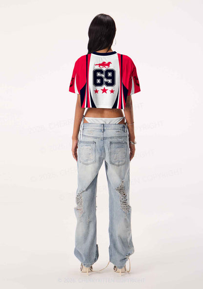 Gay Cowboy Pride Y2K Crop Sport Jersey Shirts Cherrykitten