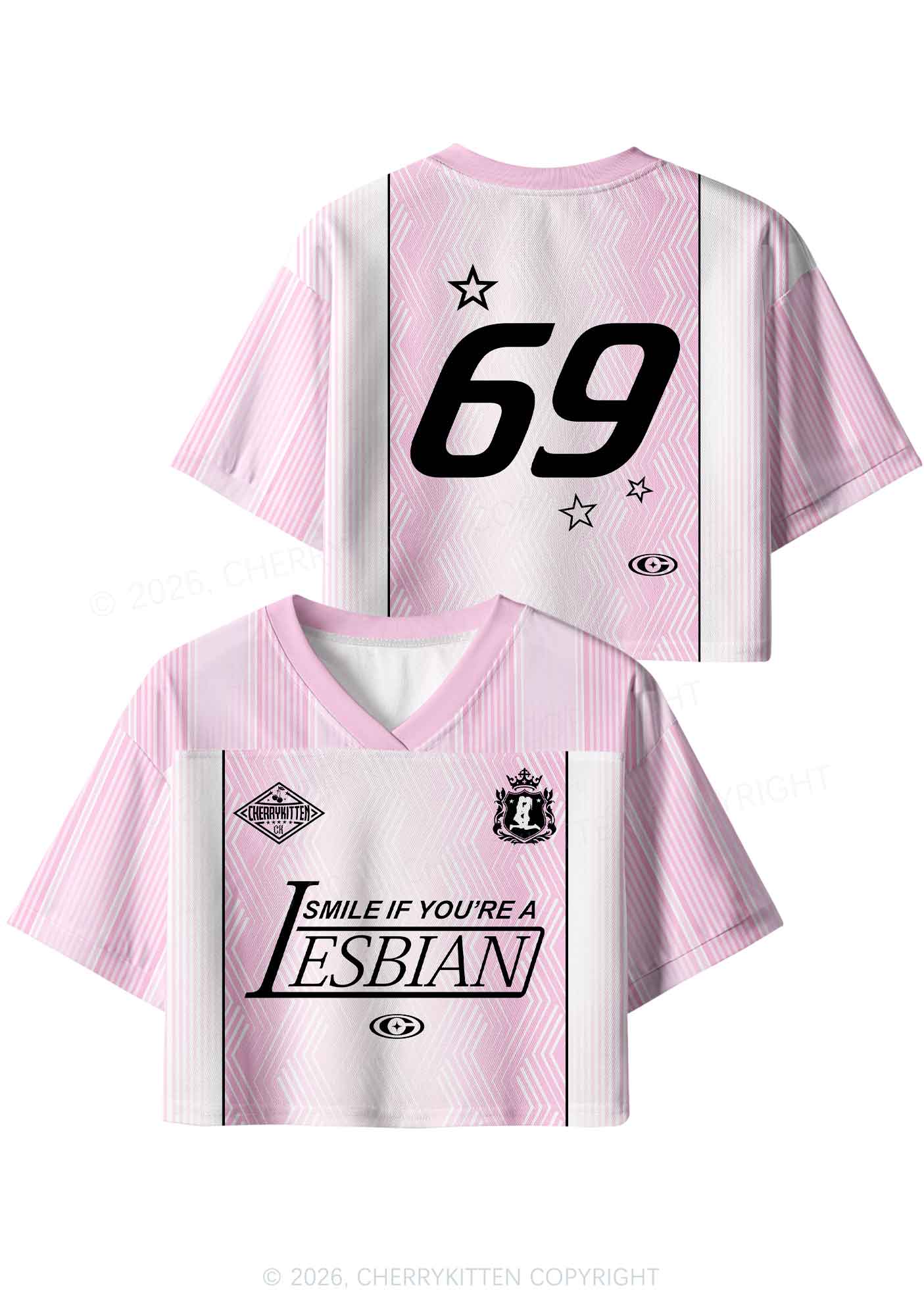 Smile If You Are Lesbian Pride Y2K Crop Sport Jersey Shirts Cherrykitten