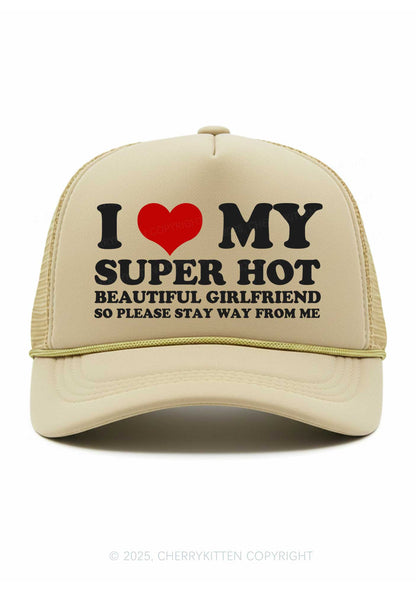 Love My Super Hot GF Valentine's Day Y2K Trucker Hat Cherrykitten