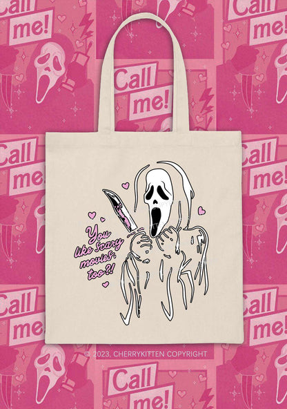 Halloween You Like Scary Movies Too Canvas Tote Bag Cherrykitten