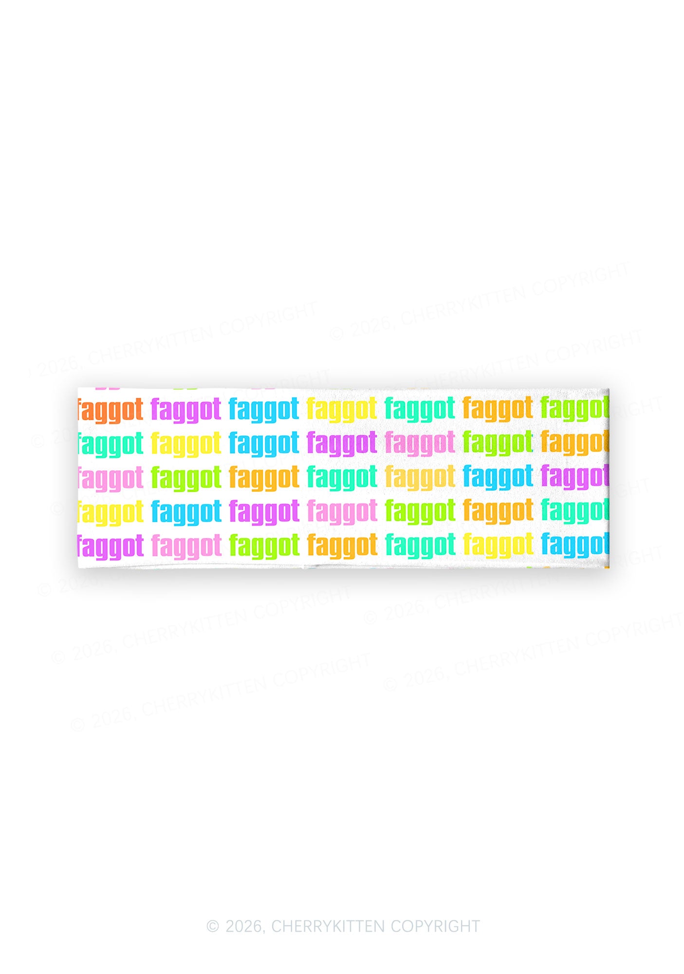 Rainbow Faggot Slogan Pride Y2K Print Headband Cherrykitten