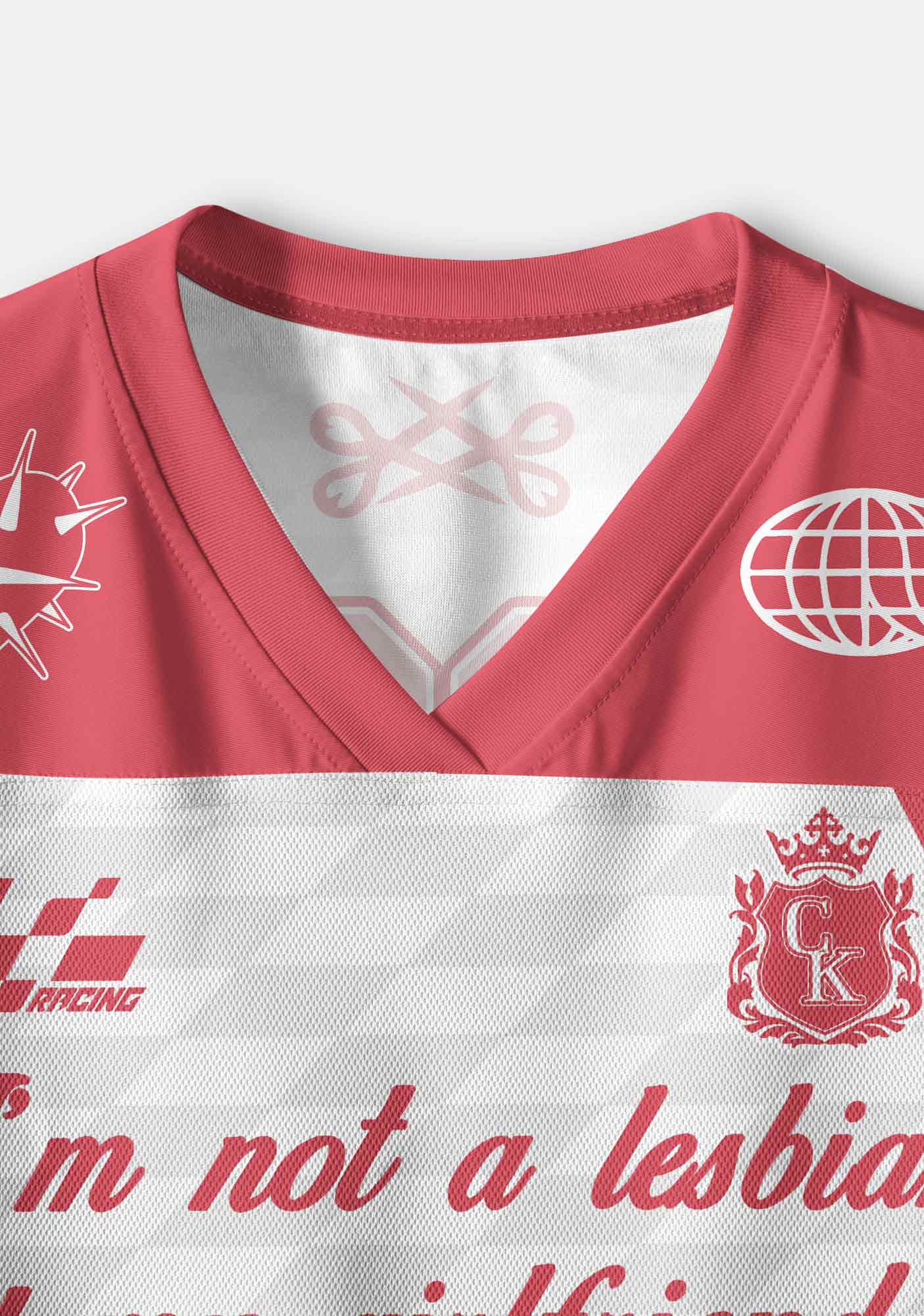 Im Not A Lesbian But My GF Is Pride Y2K Crop Sport Jersey Shirts Cherrykitten