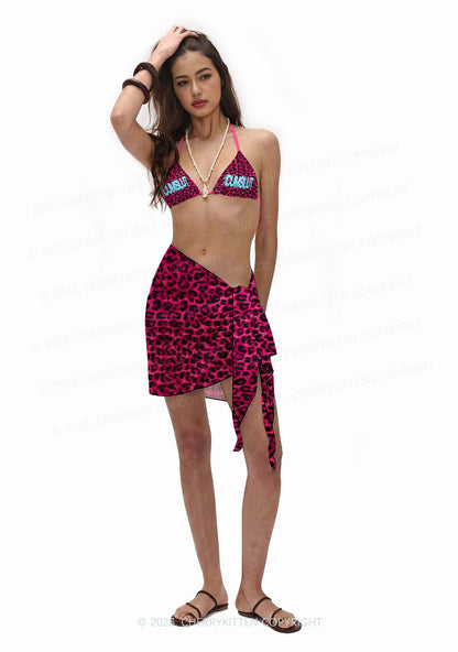 Cxmslxt Hot Pink Leopard Y2K Print Bikini Set Cherrykitten