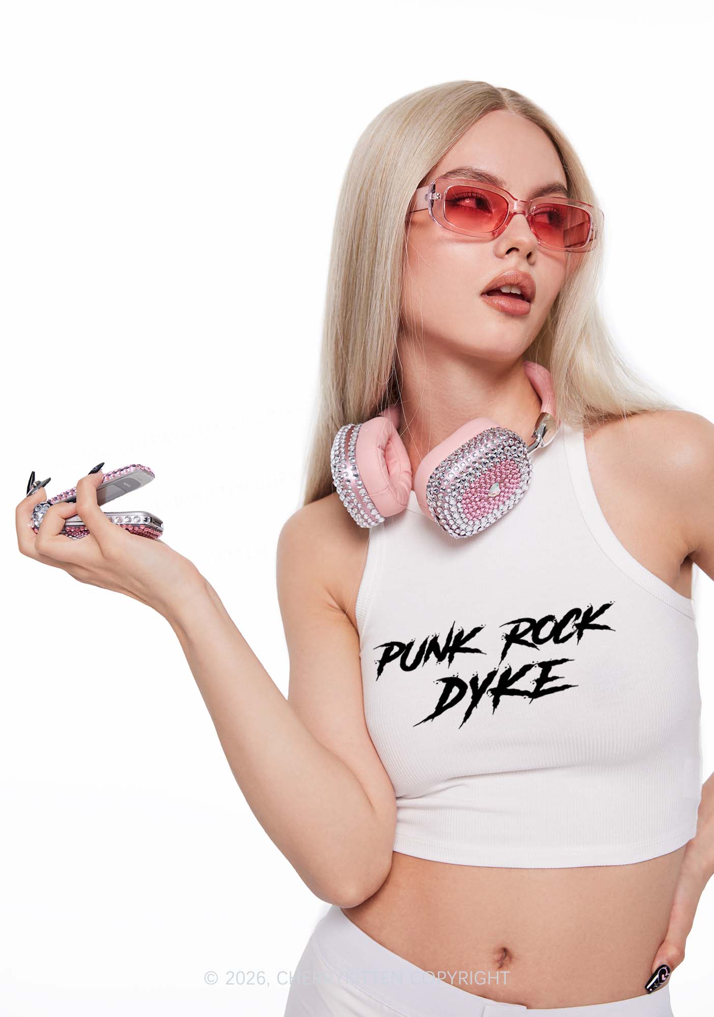 Punk Rock Dyke Pride Y2K Crop Tank Top Cherrykitten