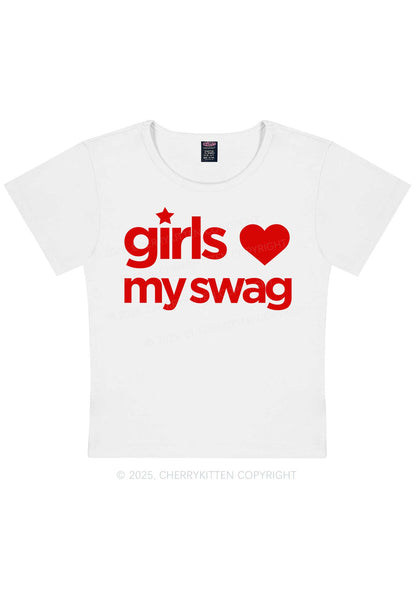 Girls Love My Swag Pride Y2K Baby Tee Cherrykitten