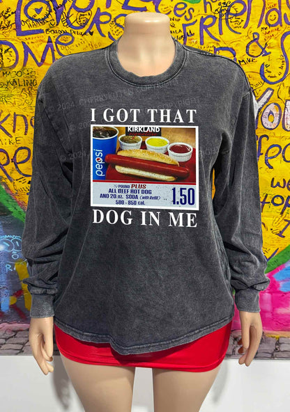I Got That Hot Dog In Me Y2K Washed Long Sleeves Cherrykitten