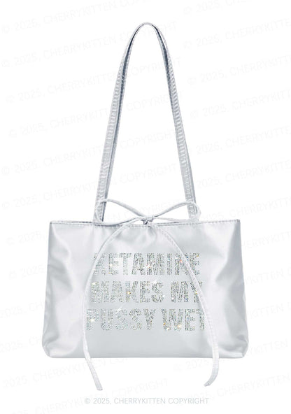 Rhinestone K Makes My Puxxy Wet Y2K Satin Bags Cherrykitten
