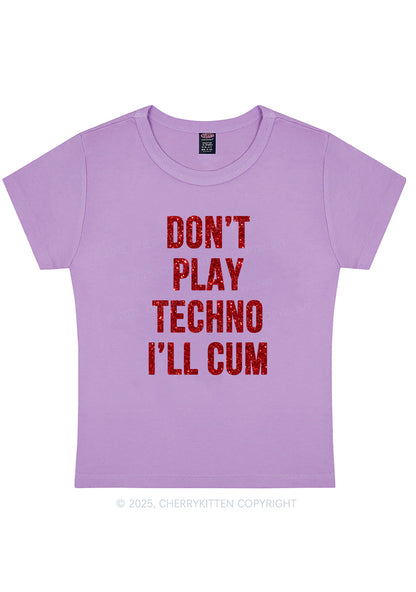 Glitter Dont Play Techno Y2K Baby Tee Cherrykitten