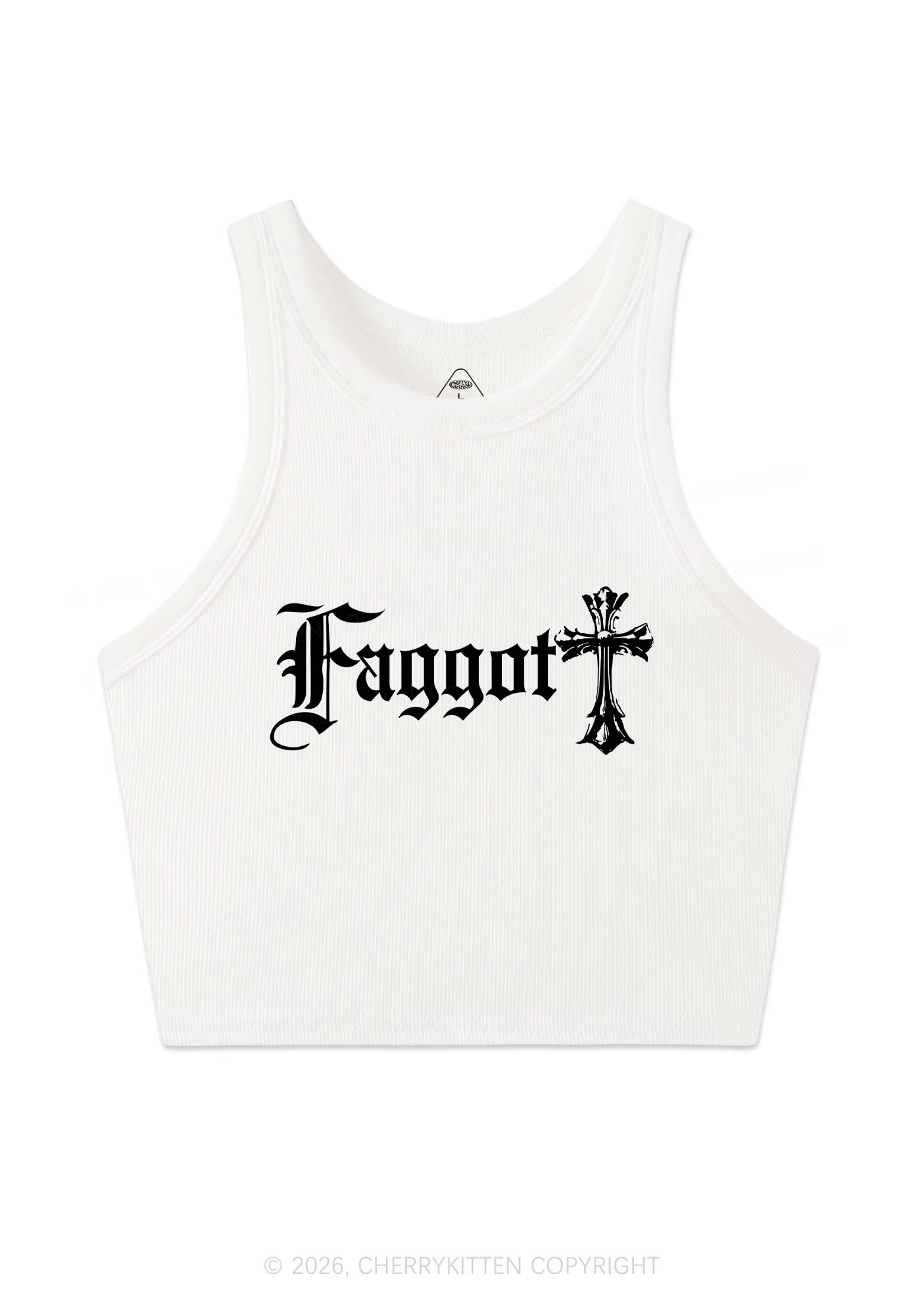 Goth Faggot Pride Y2K Crop Tank Top Cherrykitten