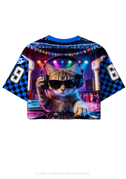 DJ Cat Rave Y2K Crop Sport Jersey Shirts Cherrykitten
