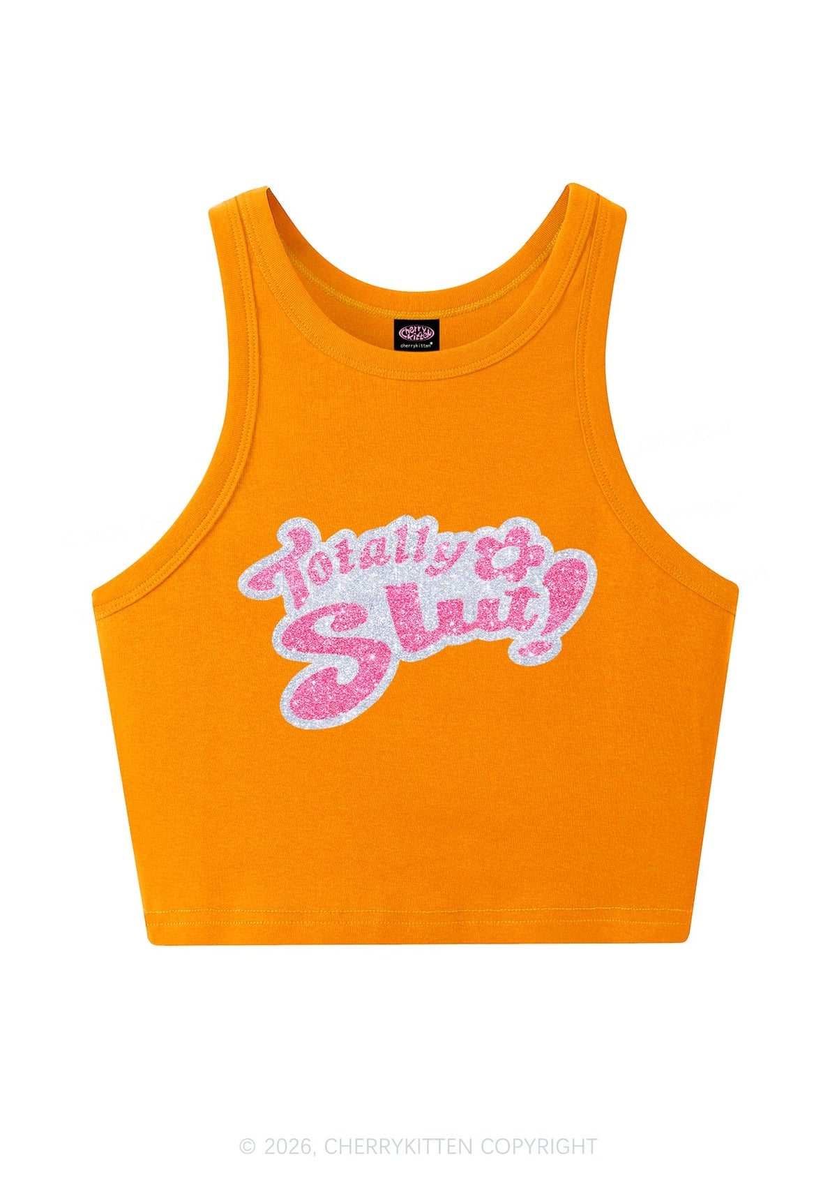 Glitter Totally Slxt Y2K Crop Tank Top Cherrykitten