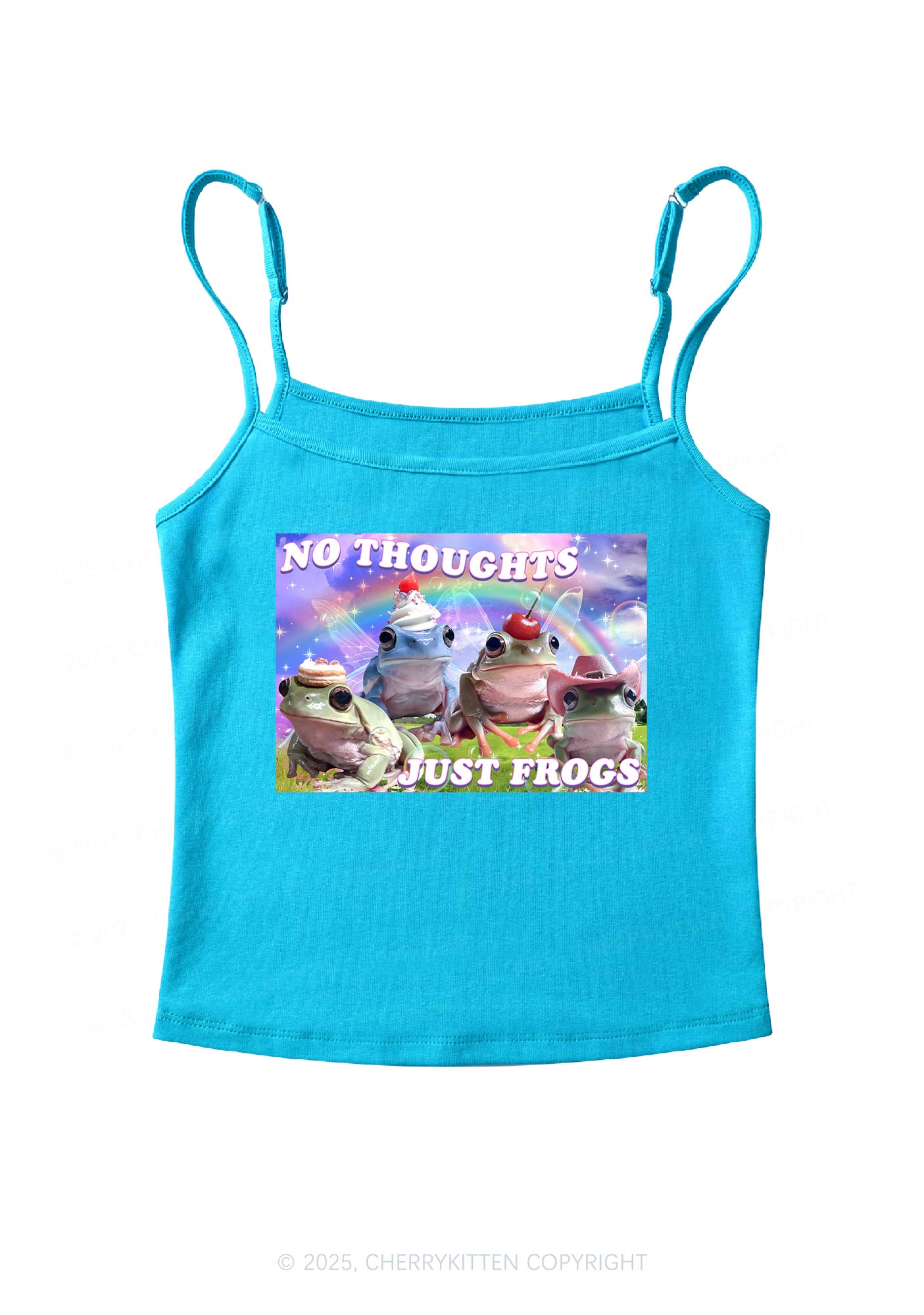 No Thoughts Just Frogs Y2K Spaghetti Strap Cami Cherrykitten