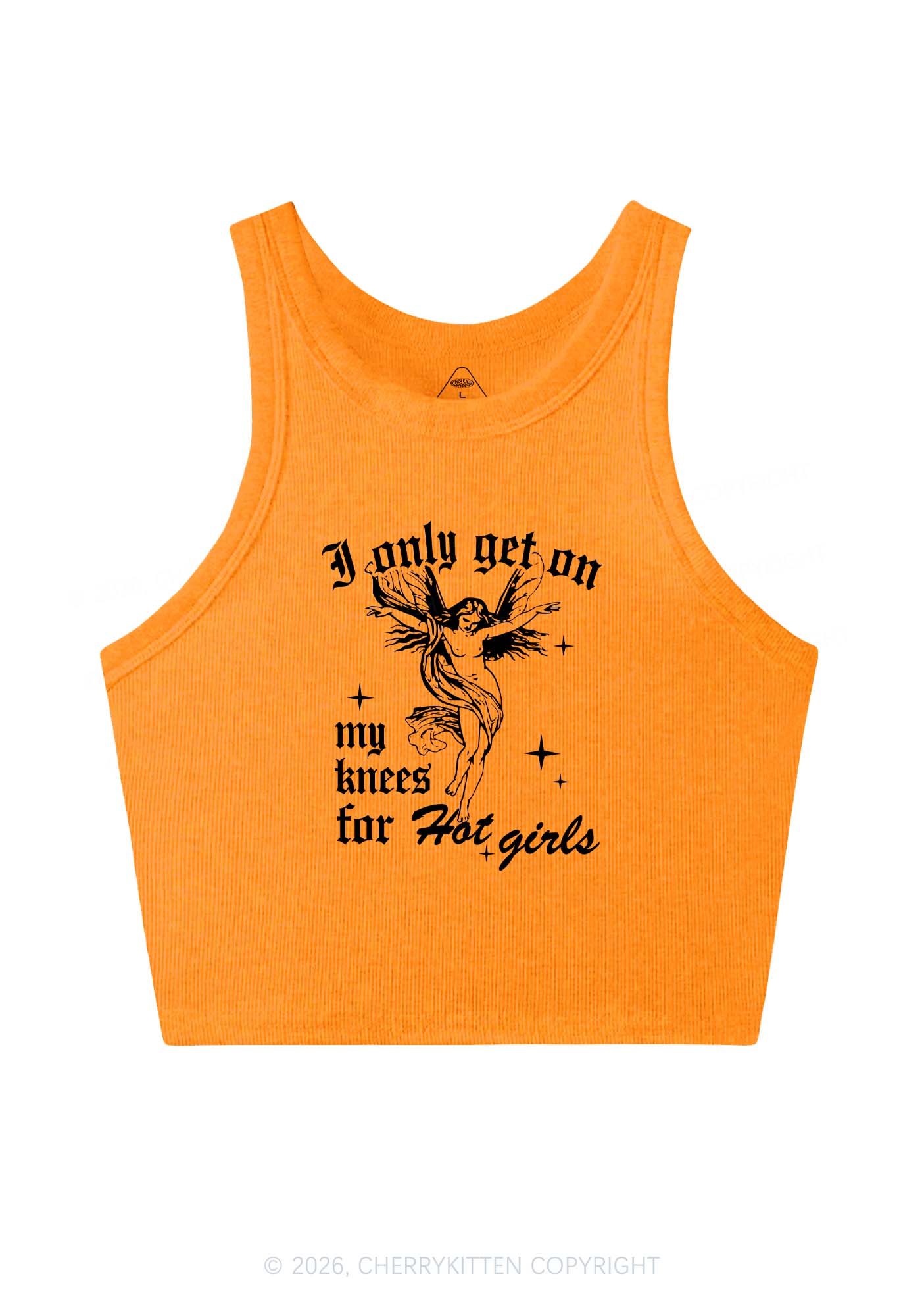 On My Knees For Hot Girls Pride Y2K Crop Tank Top Cherrykitten