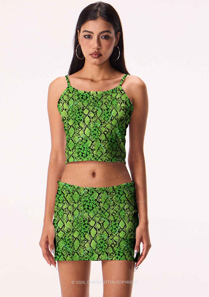 Clover Snake Pattern St Patricks Y2K Print Mini Skirt Cherrykitten