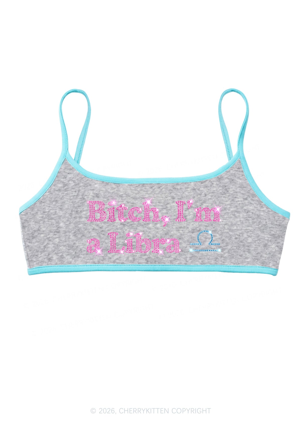 Rhinestone Bxxch Im A Libra Y2K Super Crop Cami Cherrykitten