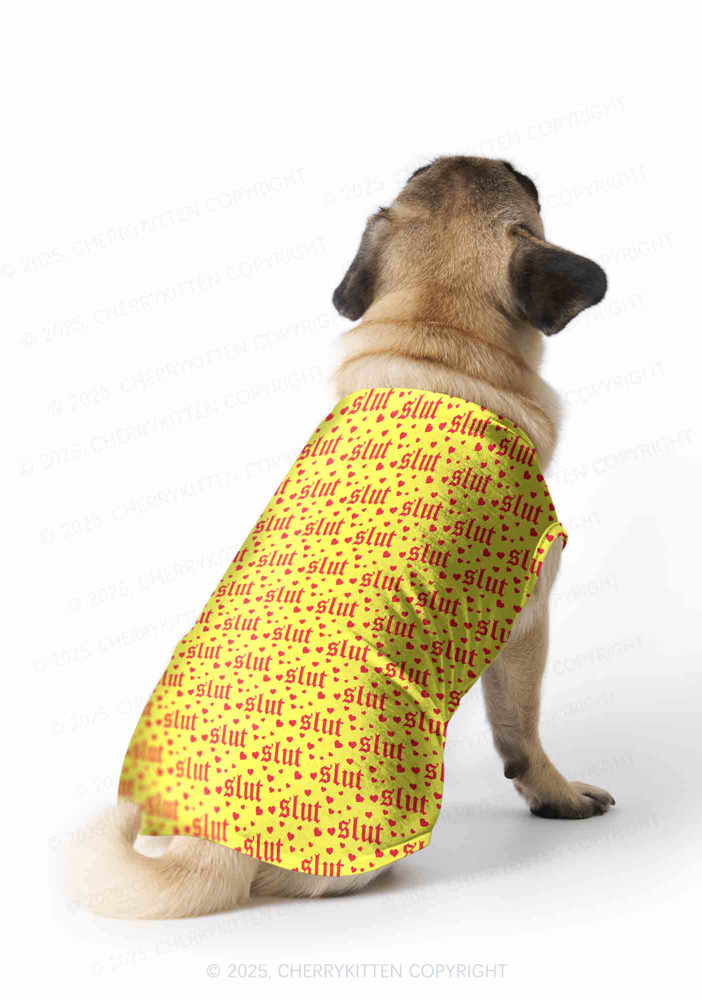 Yellow Slxt Y2K Pet Tank Top Cherrykitten