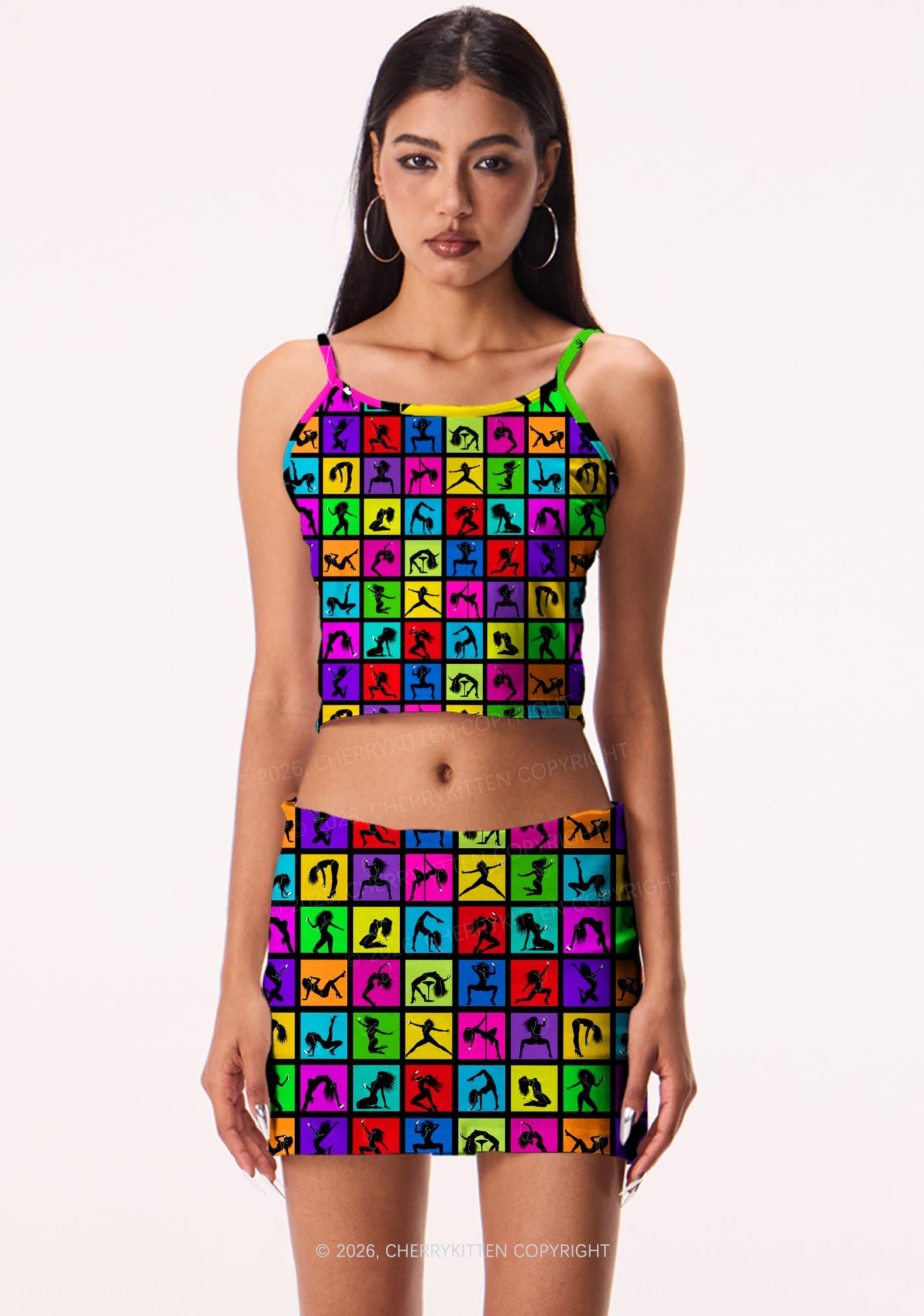 Dancer Silhouette Y2K Print Mini Skirt Cherrykitten